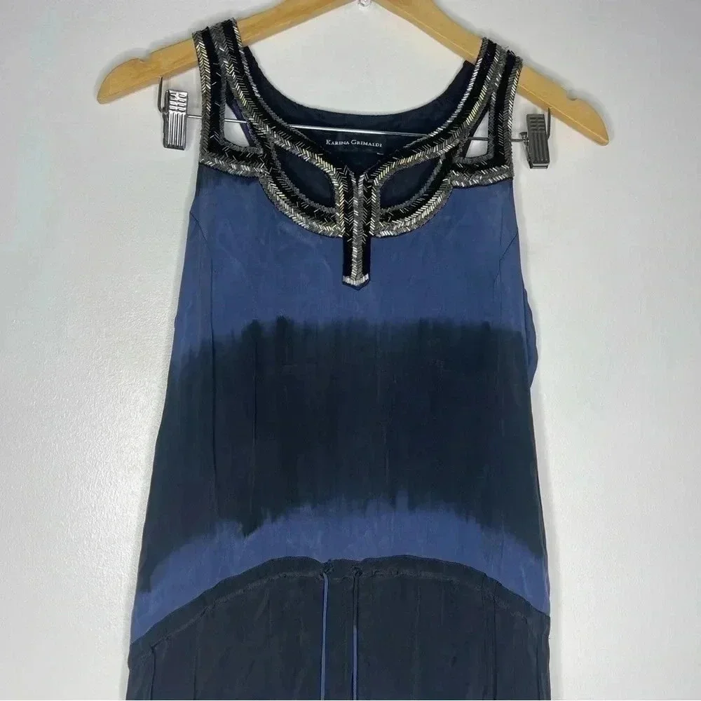 Karina Grimaldi x Revolve Beaded Silk Maxi Dress Size Small